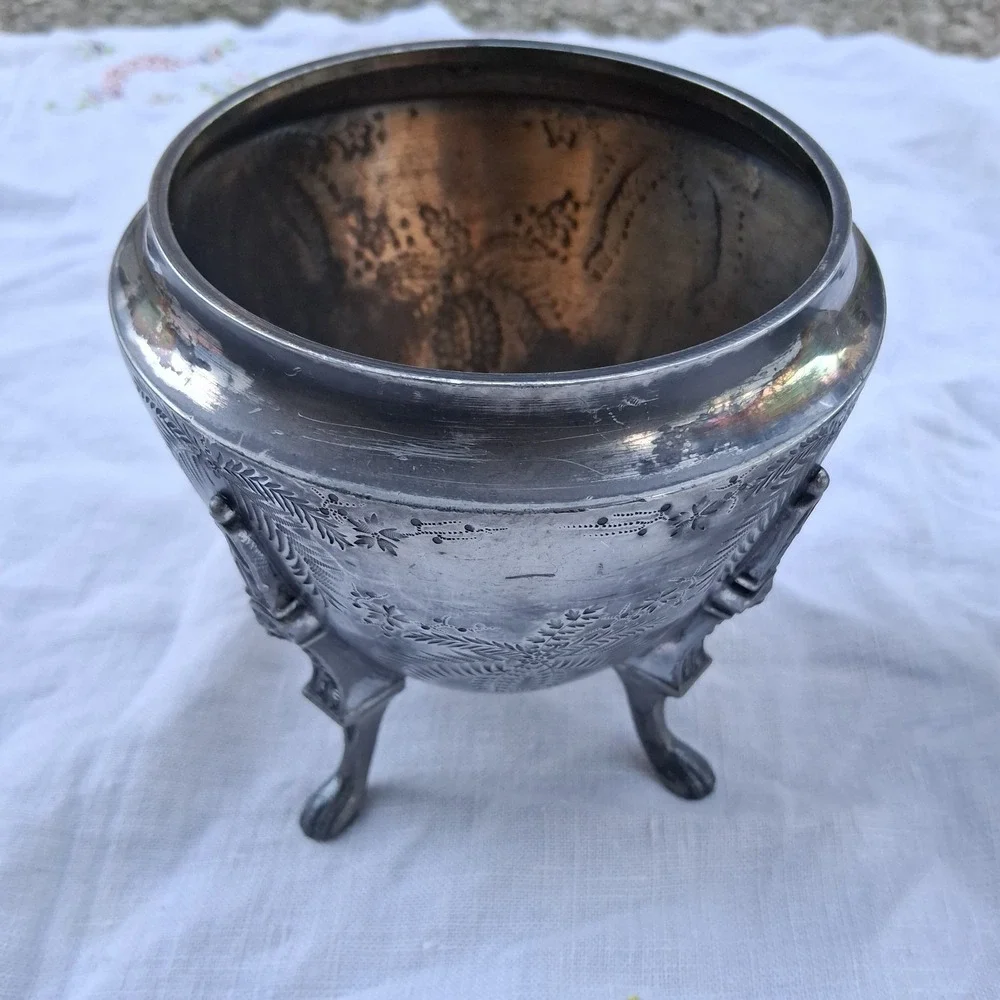Antique Victorian Meriden Brittania Lion Footed Creamer Sugar Silverplate 1877‎